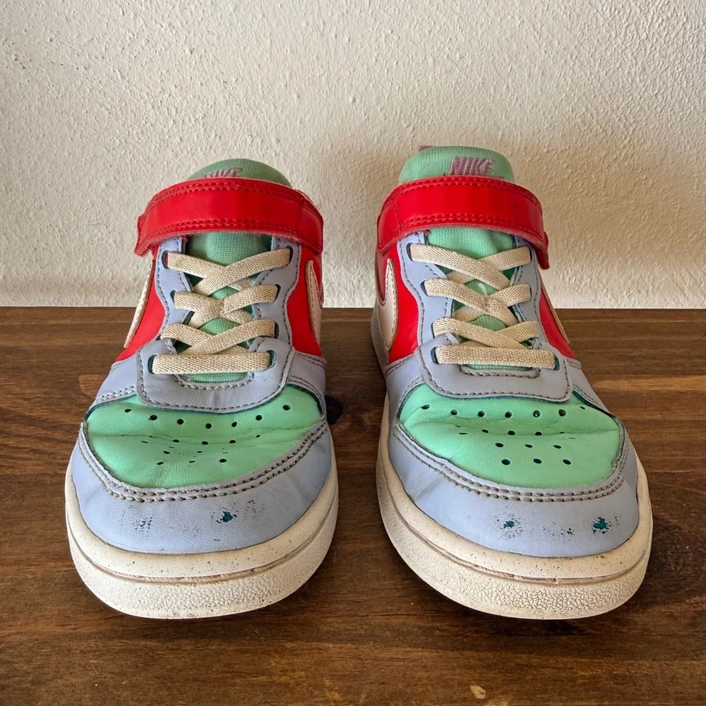 Nike Court Borough Low Recraft Kids Sneakers Red Blue Green DV5457-400 Size 13C